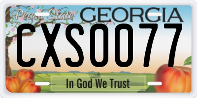 GA license plate CXS0077