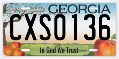 GA license plate CXS0136