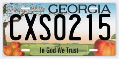 GA license plate CXS0215