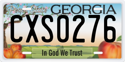 GA license plate CXS0276