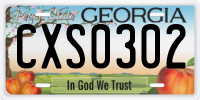 GA license plate CXS0302