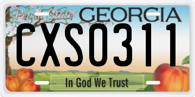 GA license plate CXS0311