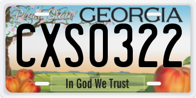GA license plate CXS0322