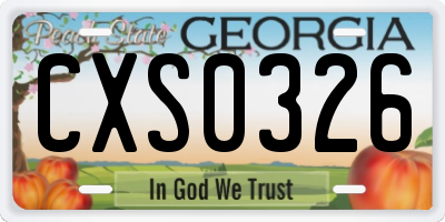 GA license plate CXS0326