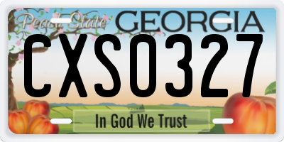 GA license plate CXS0327