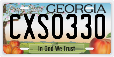 GA license plate CXS0330