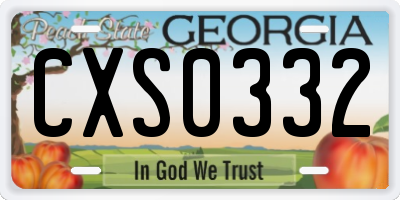 GA license plate CXS0332