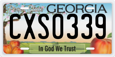 GA license plate CXS0339