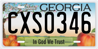 GA license plate CXS0346
