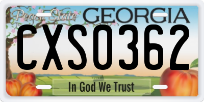 GA license plate CXS0362