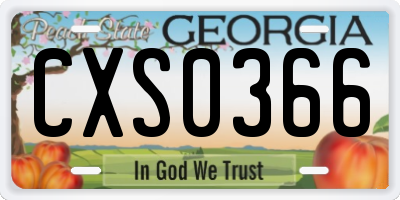 GA license plate CXS0366