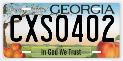 GA license plate CXS0402