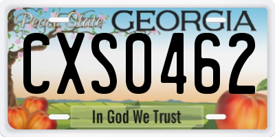 GA license plate CXS0462