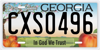 GA license plate CXS0496