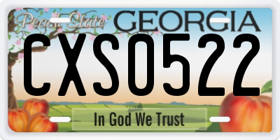 GA license plate CXS0522