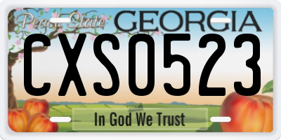 GA license plate CXS0523