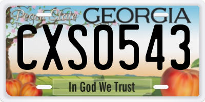 GA license plate CXS0543