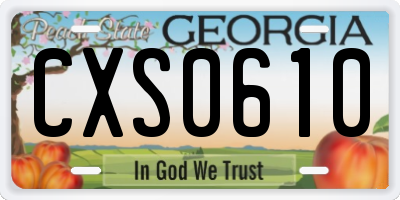 GA license plate CXS0610