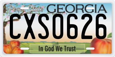 GA license plate CXS0626