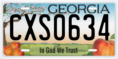 GA license plate CXS0634