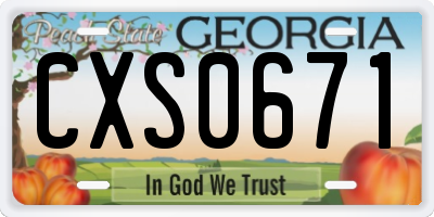 GA license plate CXS0671