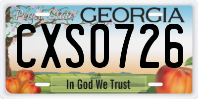 GA license plate CXS0726
