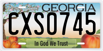 GA license plate CXS0745