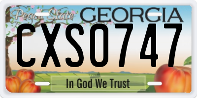 GA license plate CXS0747