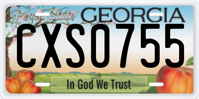 GA license plate CXS0755