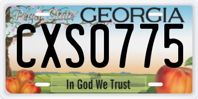 GA license plate CXS0775