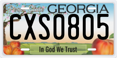 GA license plate CXS0805