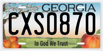 GA license plate CXS0870