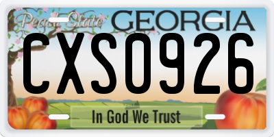 GA license plate CXS0926