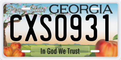 GA license plate CXS0931