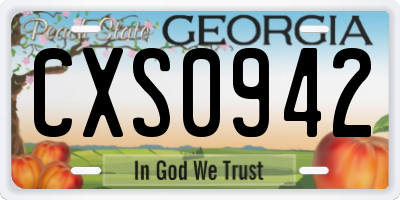 GA license plate CXS0942