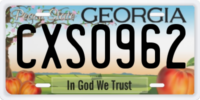 GA license plate CXS0962