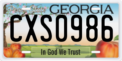 GA license plate CXS0986