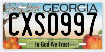 GA license plate CXS0997