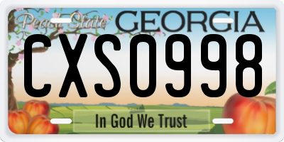 GA license plate CXS0998