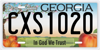 GA license plate CXS1020