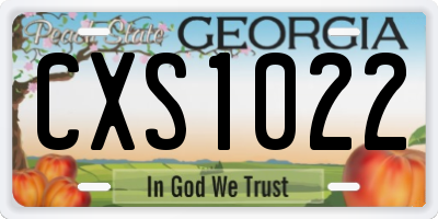 GA license plate CXS1022