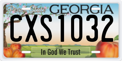 GA license plate CXS1032