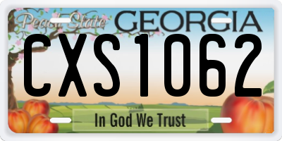 GA license plate CXS1062