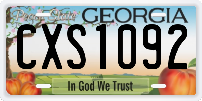 GA license plate CXS1092