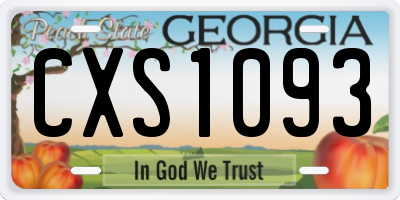 GA license plate CXS1093
