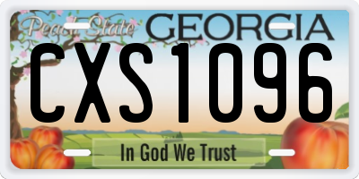 GA license plate CXS1096