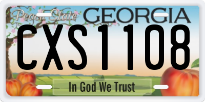 GA license plate CXS1108