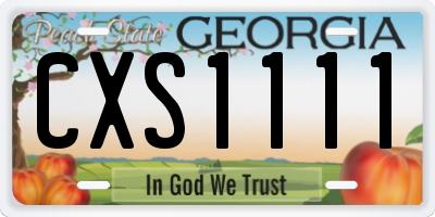 GA license plate CXS1111