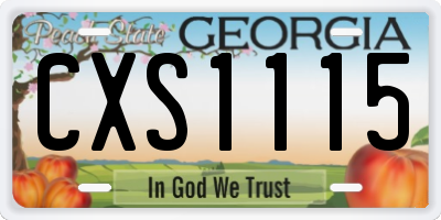 GA license plate CXS1115