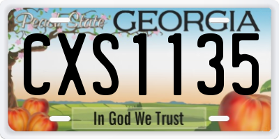 GA license plate CXS1135
